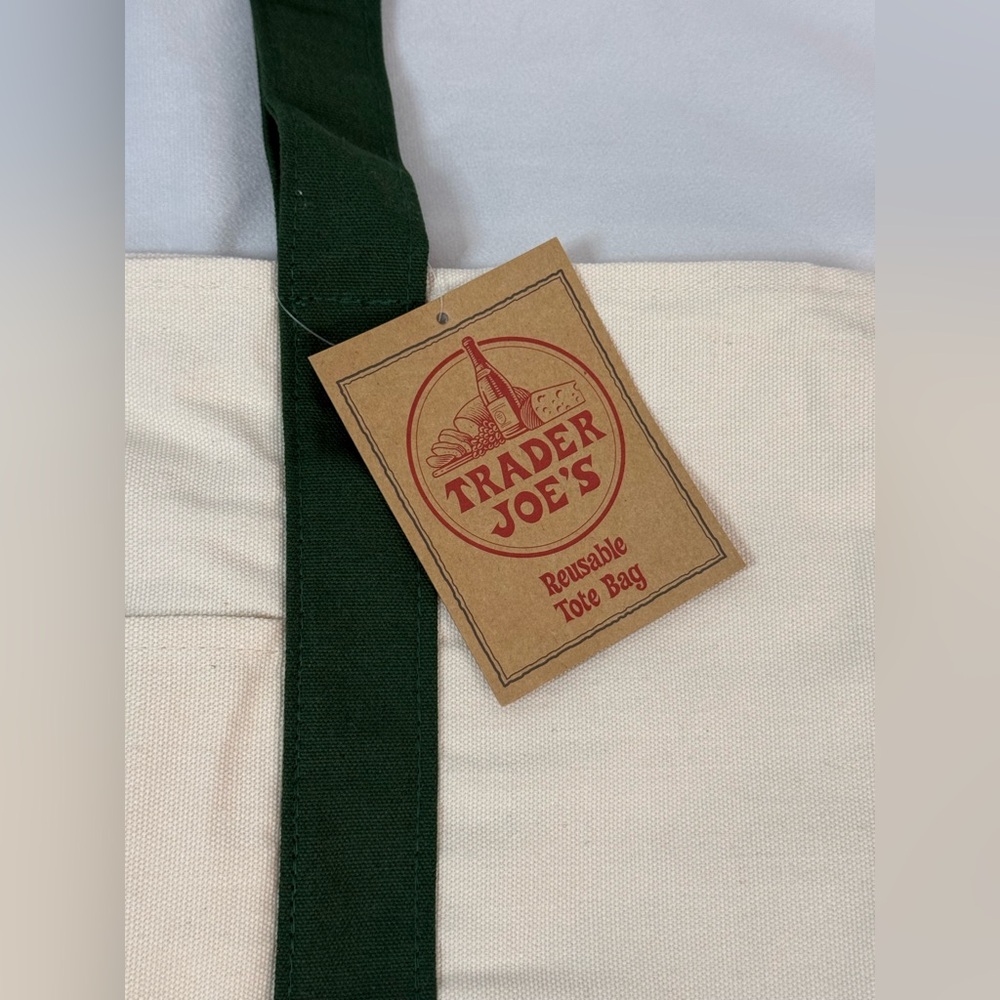 Trader Joes Large Canvas Tote Bag Green - Picture 4 of 4